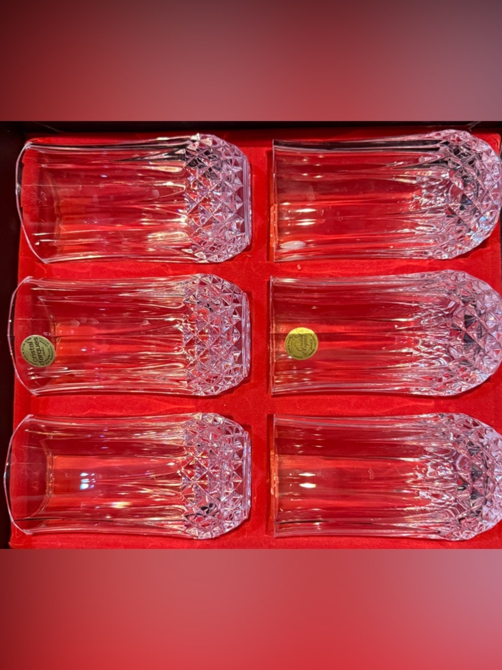 Longchamp Clear Cut Crystal highball with Faceted Base - NEW! 36 cl -Set of Six